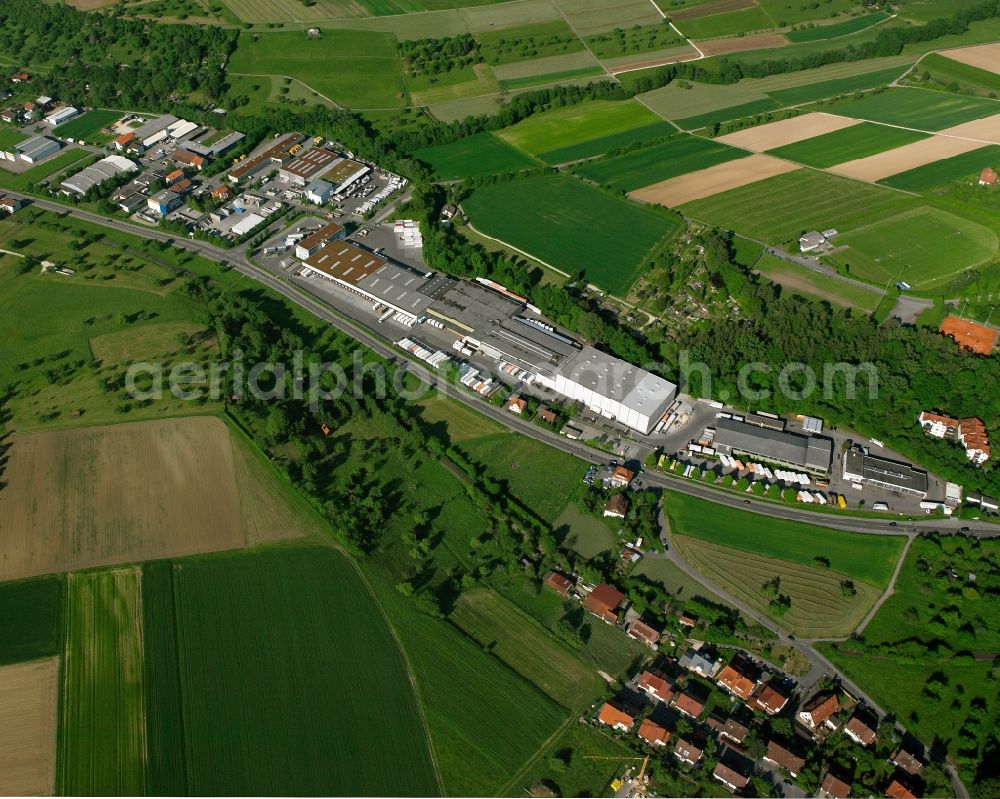 Holzheim from the bird's eye view: Industrial estate and company settlement in Holzheim in the state Baden-Wuerttemberg, Germany