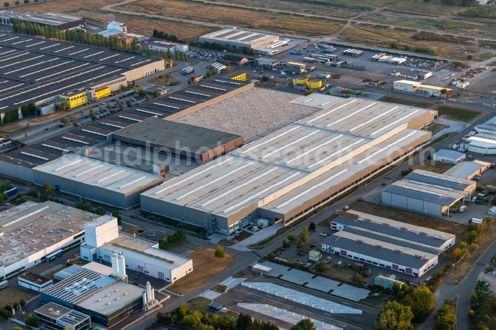 Offenbach an der Queich from above - Industrial estate and company settlement Interpark with Mercedes-Benz Logistikcenter on street Interpark-Sued in Offenbach an der Queich in the state Rhineland-Palatinate, Germany