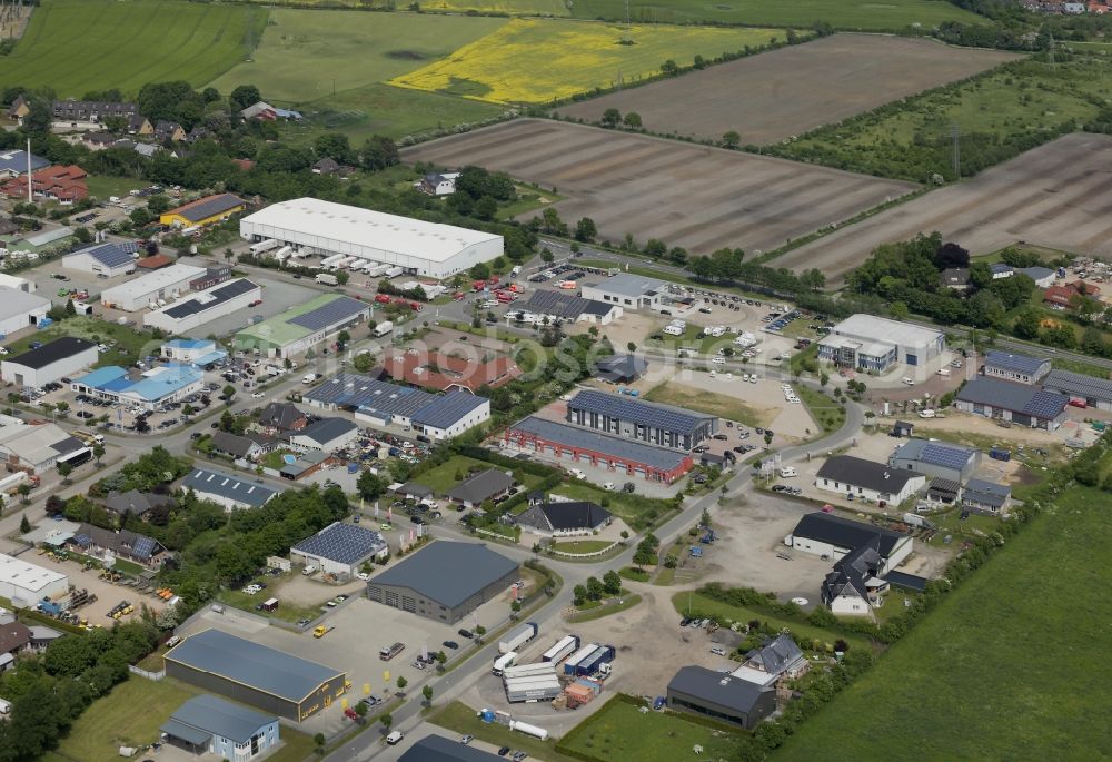 Handewitt from the bird's eye view: Industrial estate and company settlement Jarplund-Weding in Handewitt in the state Schleswig-Holstein
