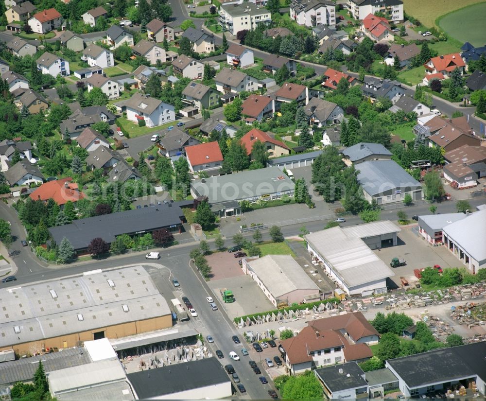 Künzell from above - Industrial estate and company settlement on Johann-Friedrich-Boettger Strasse in the district Bachrain in Kuenzell in the state Hesse, Germany