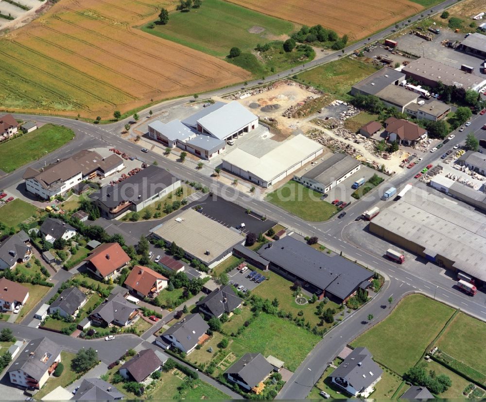 Künzell from above - Industrial estate and company settlement on Johann-Friedrich-Boettger Strasse in the district Bachrain in Kuenzell in the state Hesse, Germany