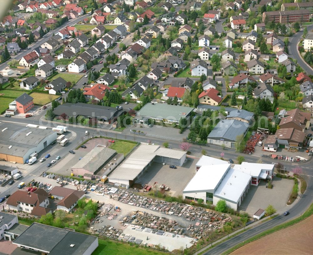 Aerial photograph Künzell - Industrial estate and company settlement on Johann-Friedrich-Boettger Strasse in the district Bachrain in Kuenzell in the state Hesse, Germany