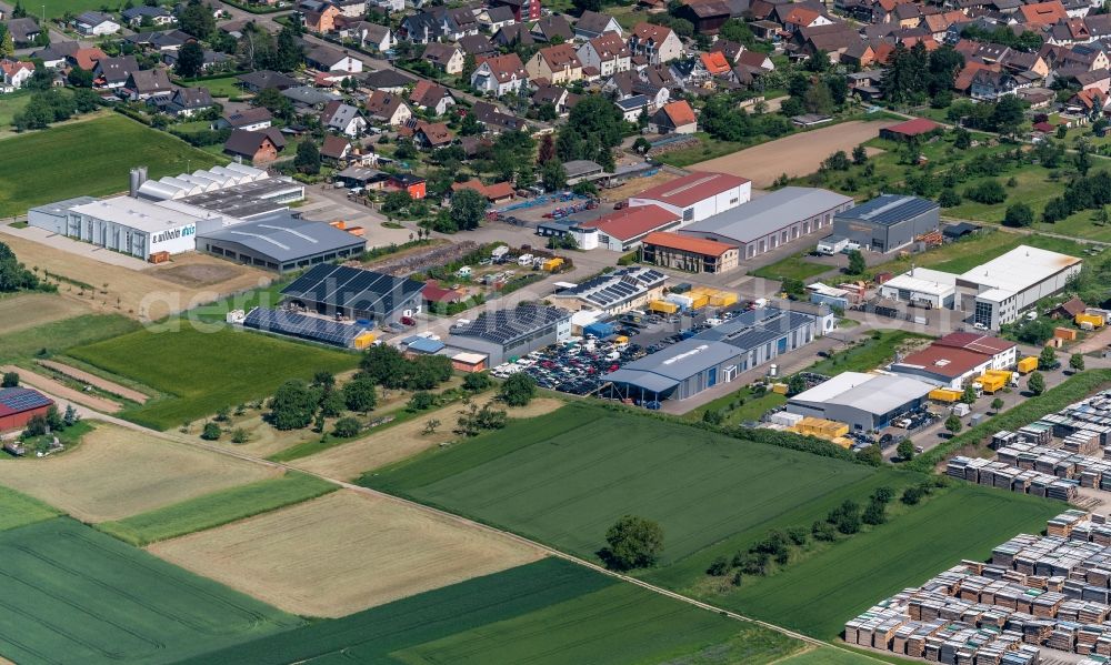 Kappel-Grafenhausen from above - Industrial estate and company settlement in Kappel-Grafenhausen in the state Baden-Wurttemberg, Germany