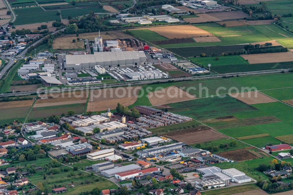 Kappel-Grafenhausen from above - Industrial estate and company settlement in Kappel-Grafenhausen in the state Baden-Wurttemberg, Germany