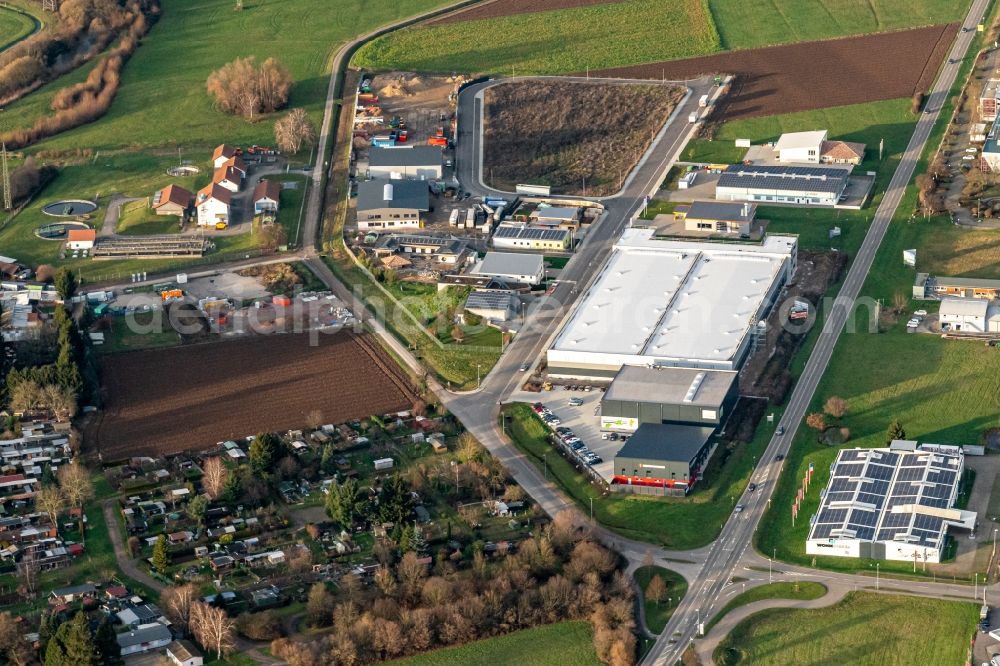 Kenzingen from the bird's eye view: Industrial estate and company settlement in Kenzingen in the state Baden-Wurttemberg, Germany
