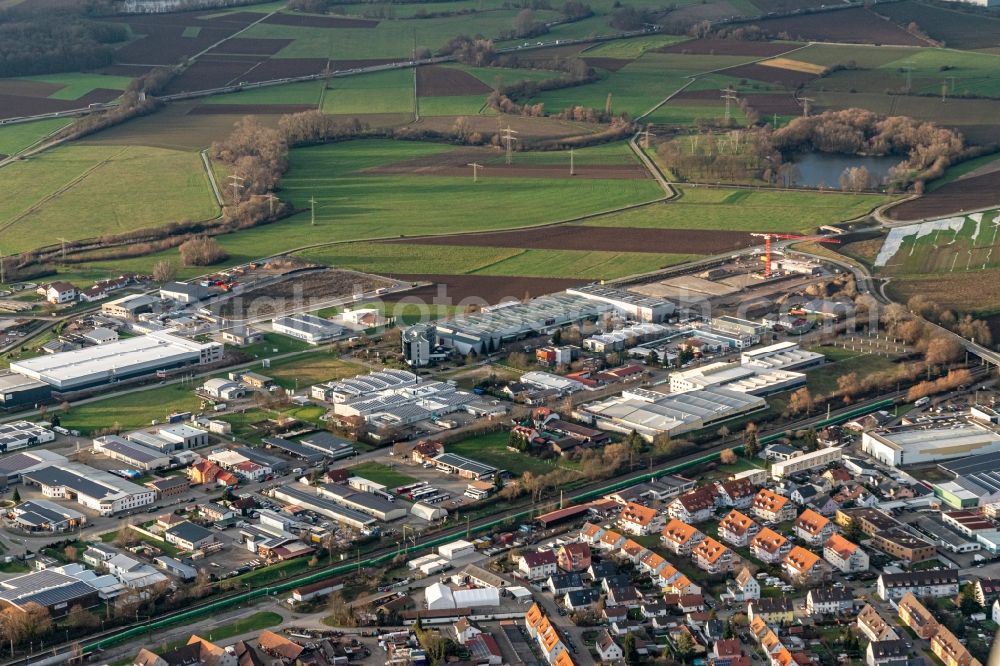 Aerial image Kenzingen - Industrial estate and company settlement in Kenzingen in the state Baden-Wurttemberg, Germany