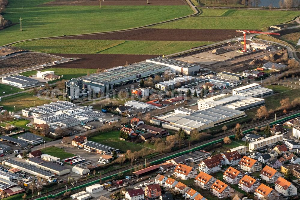 Aerial photograph Kenzingen - Industrial estate and company settlement in Kenzingen in the state Baden-Wurttemberg, Germany