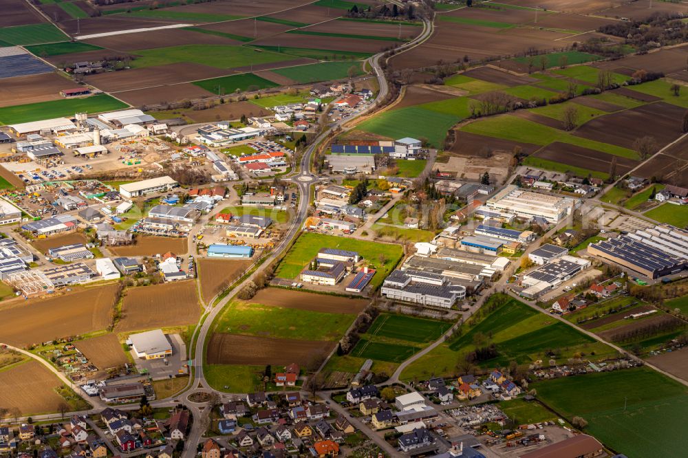 Aerial photograph Kippenheim - Industrial estate and company settlement Kippenheim West in Kippenheim in the state Baden-Wuerttemberg, Germany