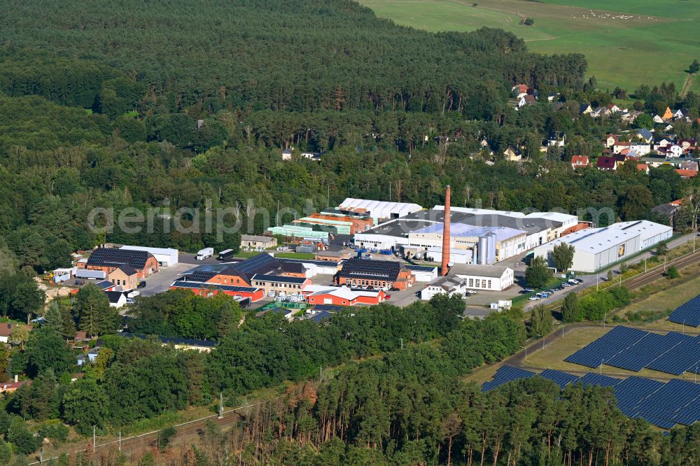 Aerial image Kreuzberg - Industrial estate and company settlement in Kreuzberg Loewenberger Land in the state Brandenburg, Germany