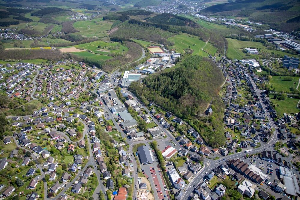 Aerial image Netphen - Industrial estate and company settlement on Kreuztaler Strasse in the district Dreis-Tiefenbach in Netphen in the state North Rhine-Westphalia, Germany