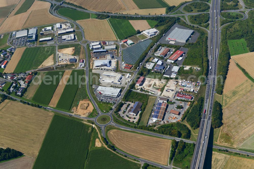 Aerial image Kürnach - Industrial estate and company settlement in Kuernach in the state Bavaria, Germany
