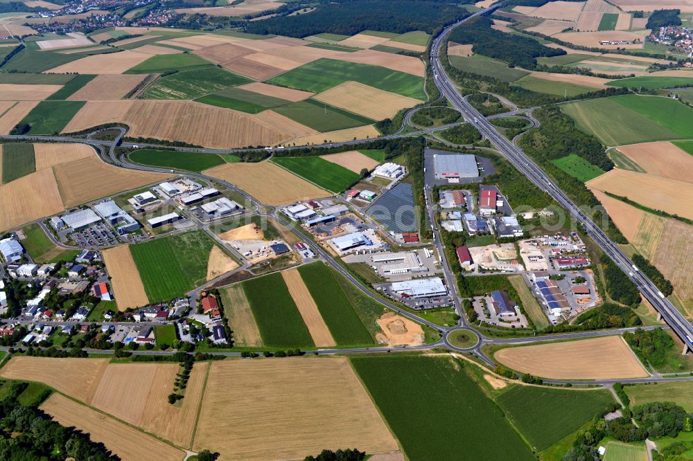 Aerial photograph Kürnach - Industrial estate and company settlement in Kuernach in the state Bavaria, Germany