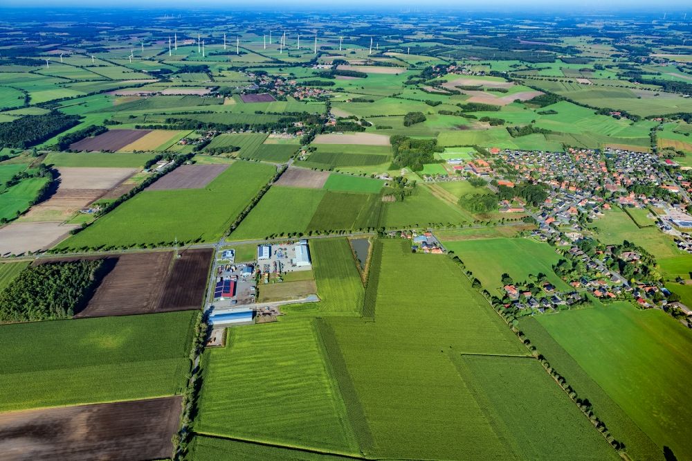 Aerial photograph Ahlerstedt - Industrial estate and company settlement Landmaschinen Schroeder in Ahlerstedt in the state Lower Saxony, Germany