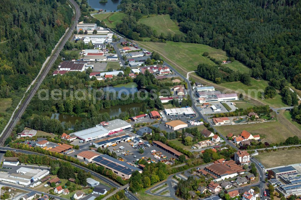 Aerial photograph Langenprozelten - Industrial estate and company settlement in Langenprozelten in the state Bavaria, Germany