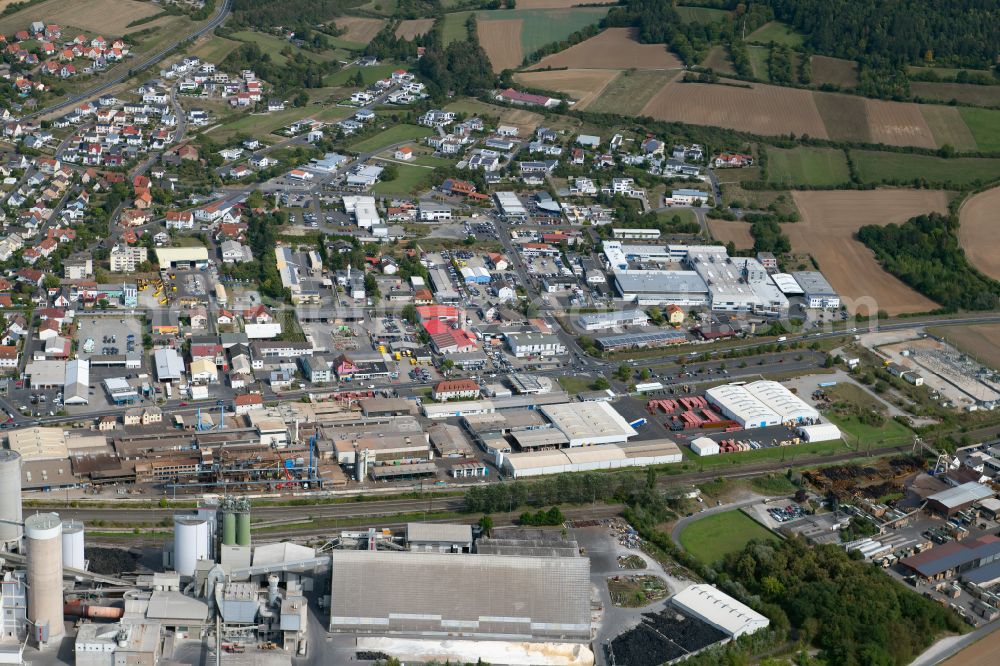 Laudenbach from the bird's eye view: Industrial estate and company settlement in Laudenbach in the state Bavaria, Germany