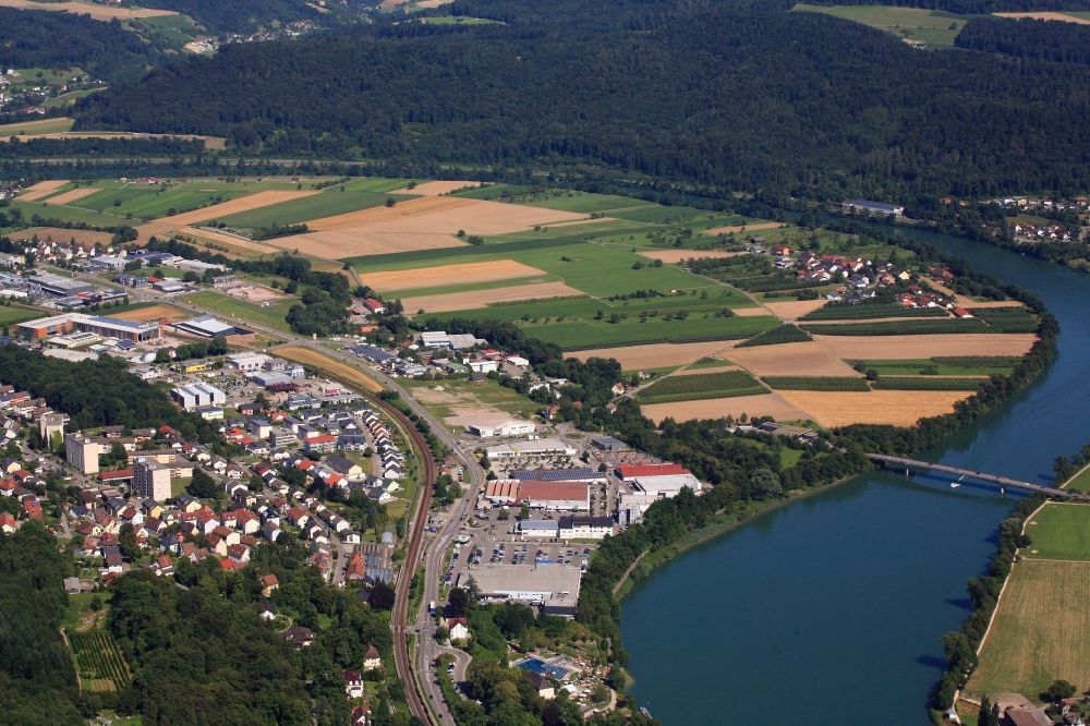 Laufenburg from the bird's eye view: Industrial estate and company settlement in Laufenburg in the state Baden-Wuerttemberg