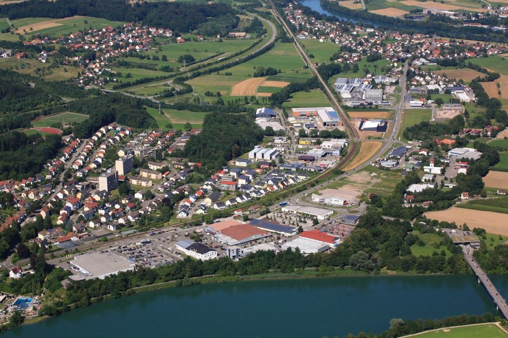 Aerial image Laufenburg - Industrial estate and company settlement in Laufenburg in the state Baden-Wuerttemberg
