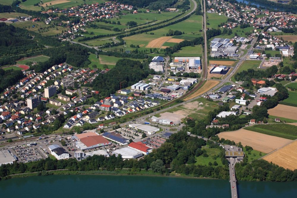 Aerial photograph Laufenburg - Industrial estate and company settlement in Laufenburg in the state Baden-Wuerttemberg