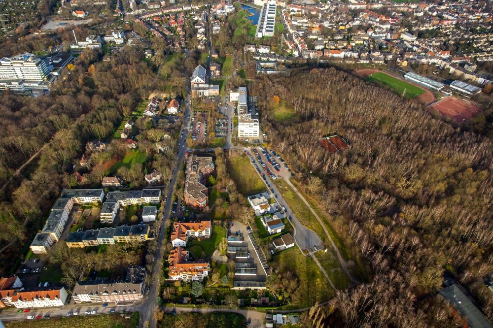 Aerial photograph Gelsenkirchen - Industrial estate and company settlement Leithestrasse in Gelsenkirchen in the state North Rhine-Westphalia