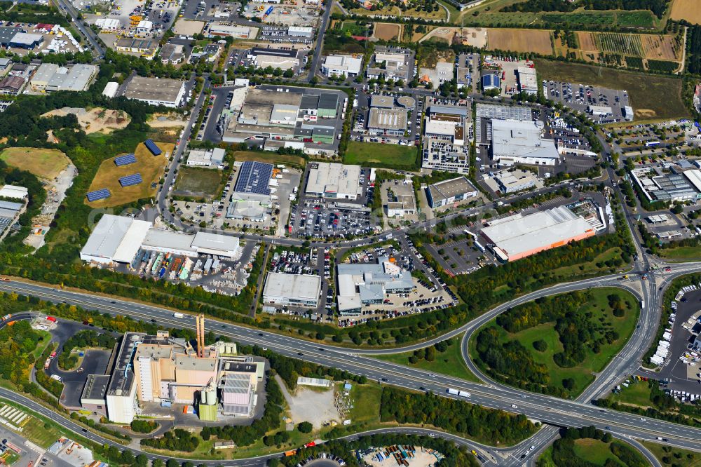 Aerial image Lengfeld - Industrial estate and company settlement in Lengfeld in the state Bavaria, Germany