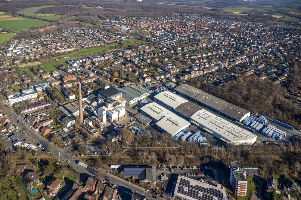 Aerial photograph Lünen - Industrial estate and company settlement on street Doettelbeckstrasse in Luenen at Ruhrgebiet in the state North Rhine-Westphalia, Germany