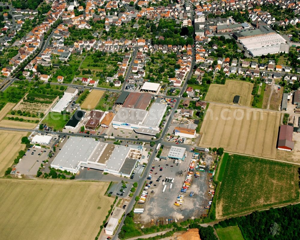 Heuchelheim from the bird's eye view: Industrial estate and company settlement on Ludwig-Rinn-Strasse in Heuchelheim in the state Hesse, Germany