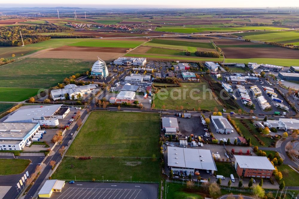 Aerial photograph Dettelbach - Industrial estate and company settlement Mainfrankenpark in Dettelbach in the state Bavaria, Germany