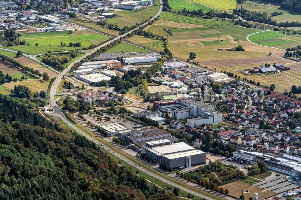 Maulburg from above - Industrial estate and company settlement in Maulburg in the state Baden-Wurttemberg, Germany