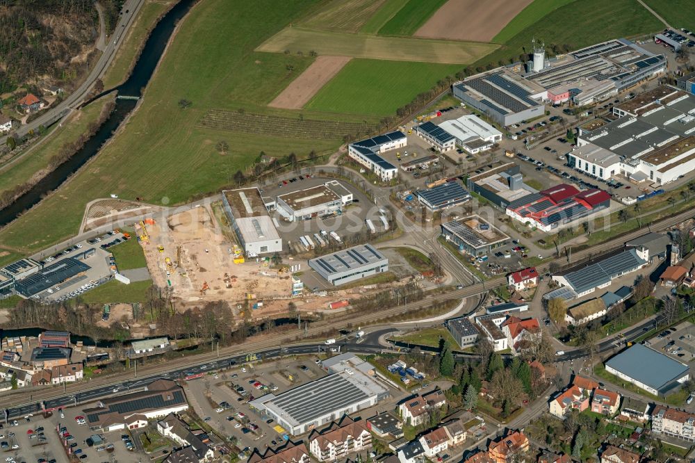 Aerial image Haslach im Kinzigtal - Industrial estate and company settlement in Muehlgruen in Haslach im Kinzigtal in the state Baden-Wuerttemberg, Germany