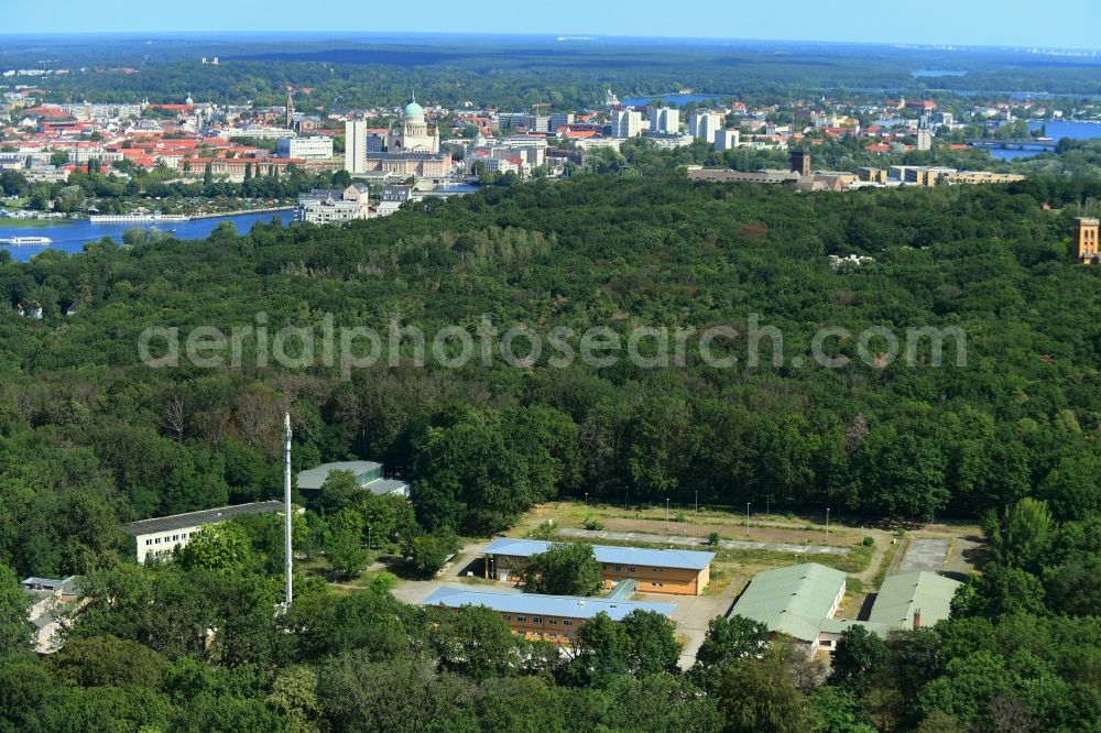 Potsdam from above - Industrial estate and company settlement on Michendorfer Chaussee in the district Forst Potsdam Sued in Potsdam in the state Brandenburg, Germany