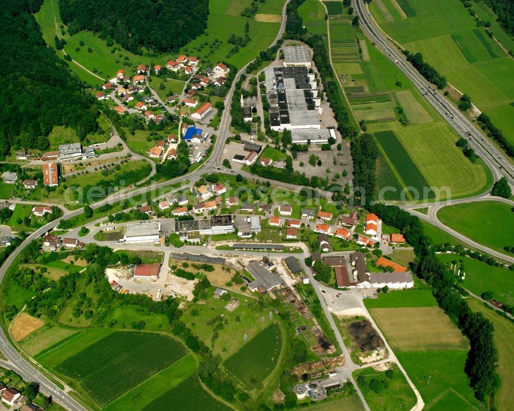 Aerial photograph Mühlhausen im Täle - Industrial estate and company settlement in Muehlhausen im Taele in the state Baden-Wuerttemberg, Germany