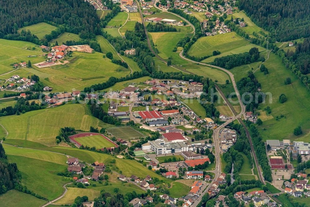 Baiersbronn from above - Industrial estate and company settlement Im Murgtal bei Baiersbronn in Baiersbronn in the state Baden-Wuerttemberg, Germany