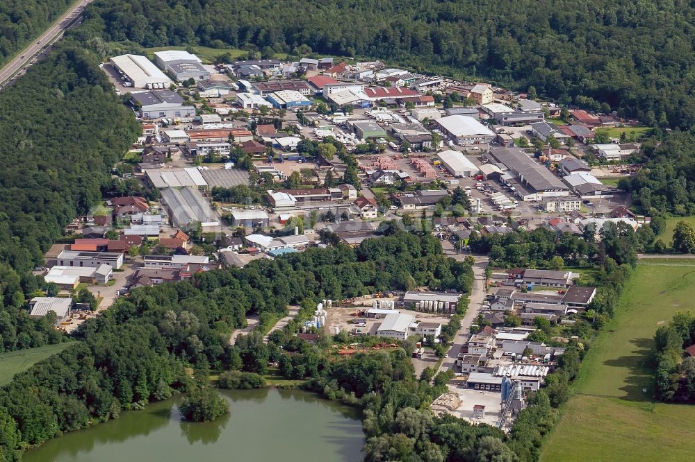 Teningen from above - Industrial estate and company settlement Nimburg in Teningen in the state Baden-Wuerttemberg, Germany