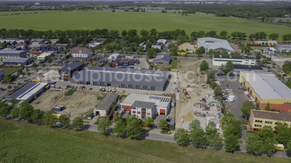 Aerial image Schöneiche - Industrial estate and company settlement North in Schoeneiche in the state Brandenburg, Germany