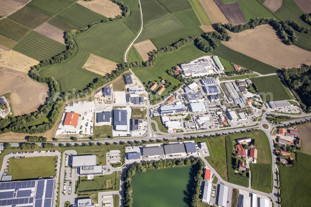 Aerial photograph Haselfurth - Commercial area and company settlement in the northeast of Haselfurth in the state Bavaria, Germany