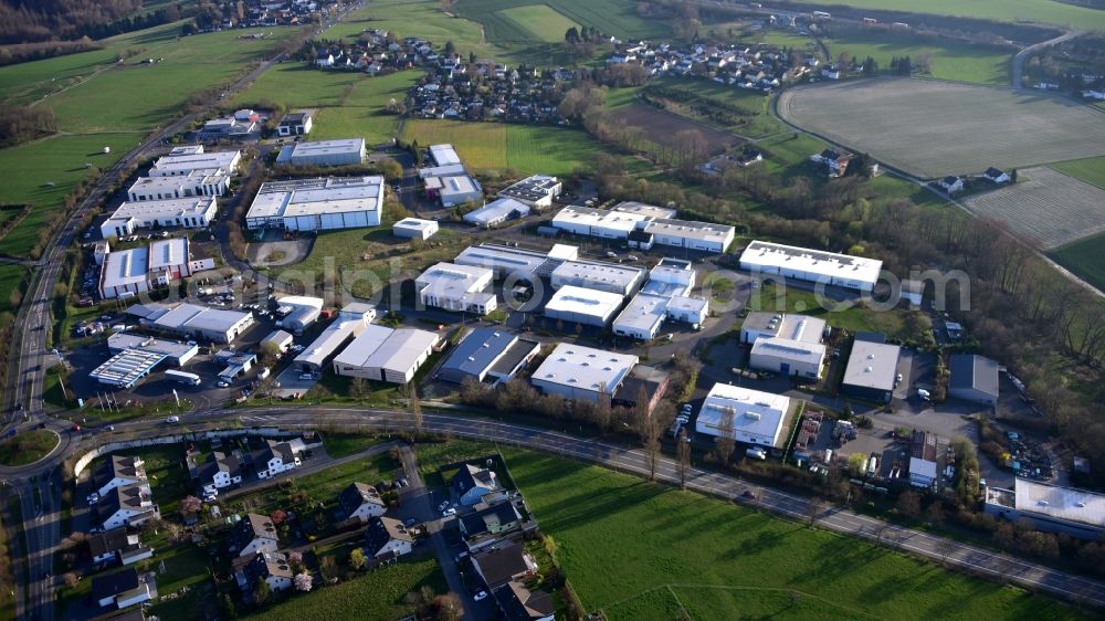Aerial photograph Königswinter - Oberpleis industrial area in Koenigswinter in the state North Rhine-Westphalia, Germany