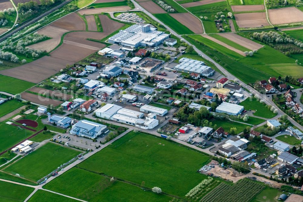 Aerial image Ohlsbach - Industrial estate and company settlement Ohlsbach bei Offenburg in Ohlsbach in the state Baden-Wuerttemberg, Germany