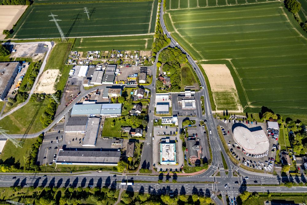 Aerial image Kamen - Industrial estate and company settlement on street Schattweg in the district Alte Colonie in Kamen in the state North Rhine-Westphalia, Germany
