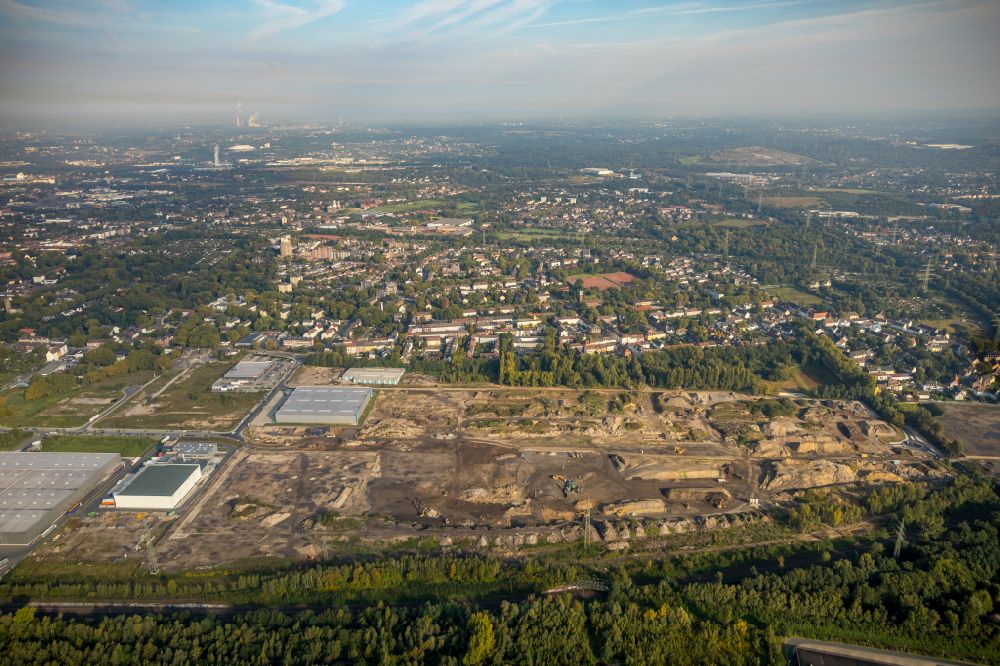 Aerial image Gelsenkirchen - Commercial area and company settlement in the development area on the Europastrasse in the district Bulmke-Huellen in Gelsenkirchen in the state North Rhine-Westphalia, Germany
