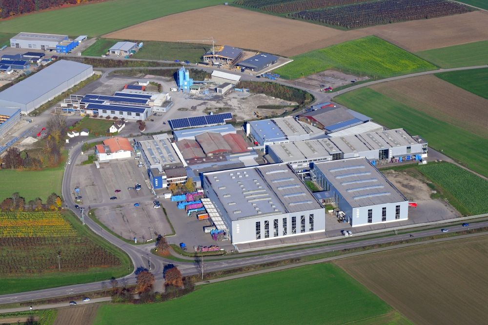 Küssaberg from the bird's eye view: Industrial estate with company Feinwerktechnik hago GmbH, supplier for the automotive industry, in the district Ettikon in Kuessaberg in the state Baden-Wuerttemberg, Germany