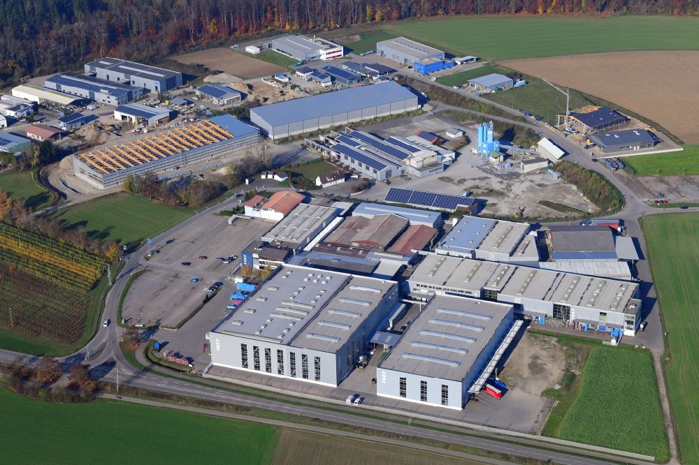 Aerial image Küssaberg - Industrial estate with company Feinwerktechnik hago GmbH, supplier for the automotive industry, in the district Ettikon in Kuessaberg in the state Baden-Wuerttemberg, Germany