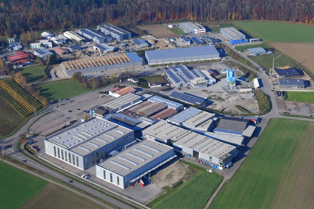 Aerial photograph Küssaberg - Industrial estate with company Feinwerktechnik hago GmbH, supplier for the automotive industry, in the district Ettikon in Kuessaberg in the state Baden-Wuerttemberg, Germany