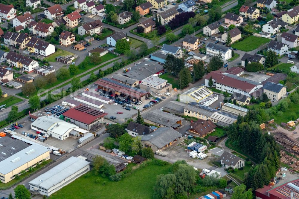 Sulz from above - Industrial estate and company settlement Ortsteil von Lahr in Sulz in the state Baden-Wurttemberg, Germany