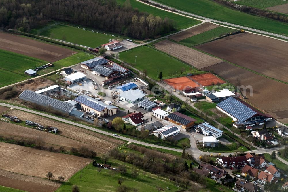 Aerial image Ettenheim - Industrial estate and company settlement Ortsteil Muenchweier in Ettenheim in the state Baden-Wuerttemberg, Germany