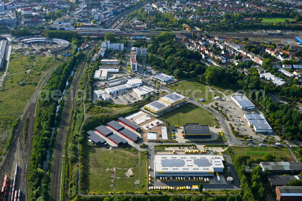 Aerial photograph Osnabrück - Industrial estate and company settlement on street Franz-Lenz-Strasse in the district Schinkel in Osnabrueck in the state Lower Saxony, Germany