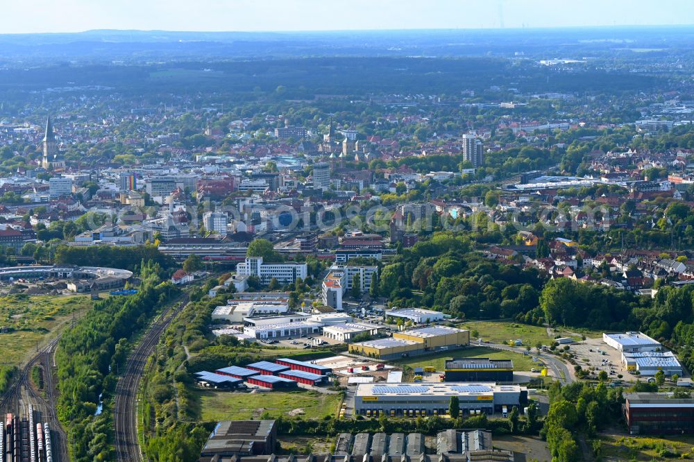 Aerial image Osnabrück - Industrial estate and company settlement on street Franz-Lenz-Strasse in the district Schinkel in Osnabrueck in the state Lower Saxony, Germany