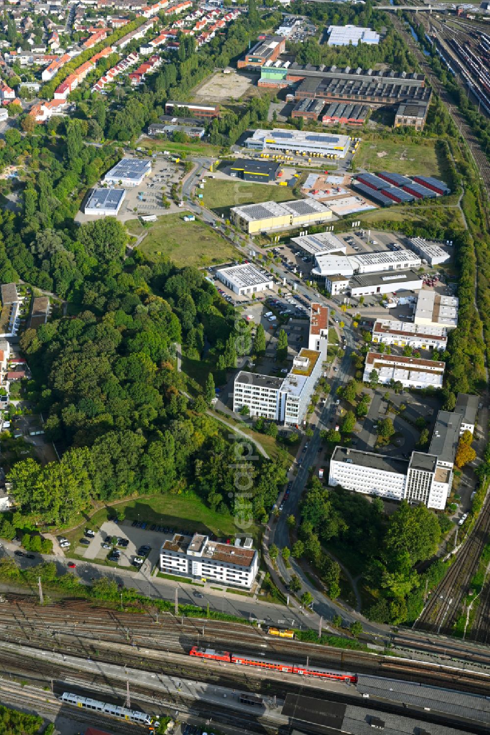 Aerial photograph Osnabrück - Industrial estate and company settlement on street Franz-Lenz-Strasse in the district Schinkel in Osnabrueck in the state Lower Saxony, Germany