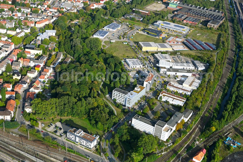 Osnabrück from above - Industrial estate and company settlement on street Franz-Lenz-Strasse in the district Schinkel in Osnabrueck in the state Lower Saxony, Germany