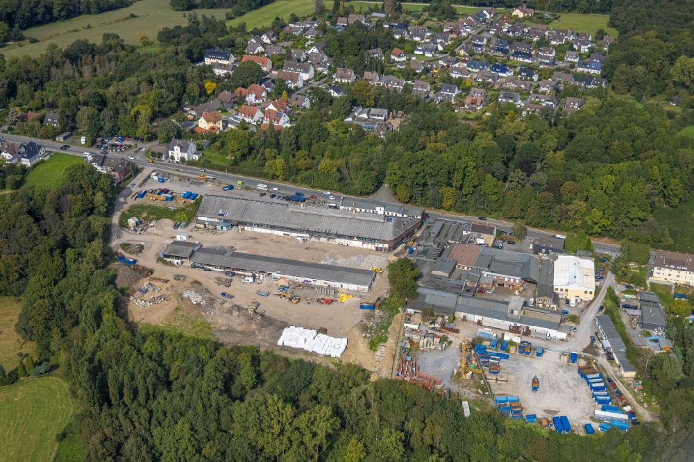 Aerial image Gevelsberg - Industrial estate and company settlement on the Hasslinghauser Strasse in the district Uellendahl in Gevelsberg in the state North Rhine-Westphalia, Germany