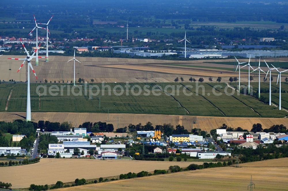 Aerial image Brieselang - Industrial estate and company settlement in the district Wernitz in Brieselang in the state Brandenburg, Germany